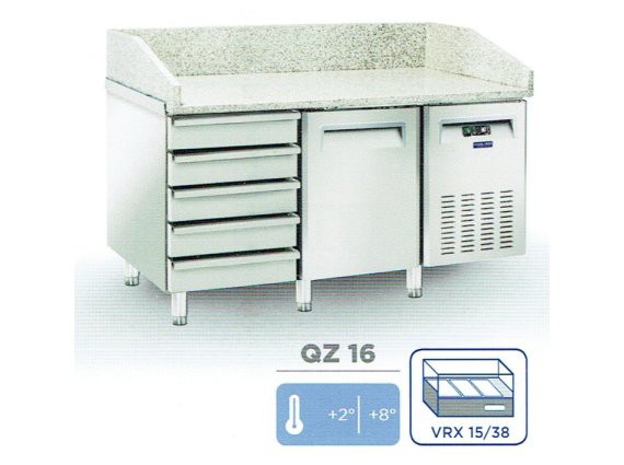 Tavolo refrigerato pizzeria QZ 16  cm.150X80 + 2/+8°.